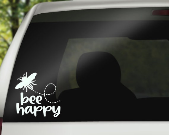 Bee Happy Car Decal Bee Car Decal Bee Happy Sticker Bee Decal Bumble Bee Sticker Car Decals Bumble Bee Car Decal Save the Bees