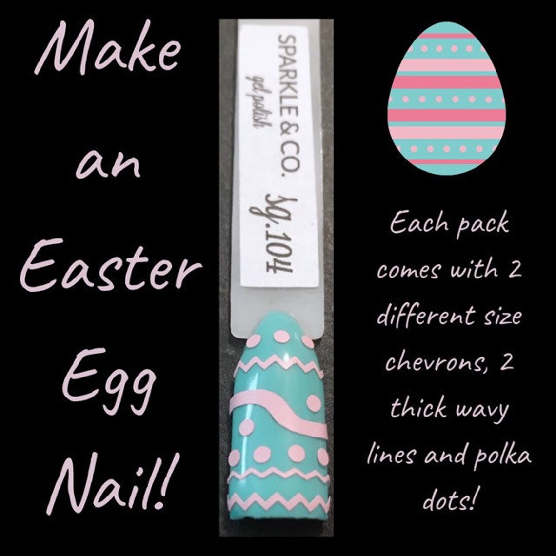 Easter Egg Nail Pack Easter Egg Designs Design Nail Art Etsy
