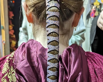 Metallic Floral Leather Snap Wrap | Handcrafted Hair Wrap | Floral Embossed Metallic Leather Hair Accessory | Perfectly-Tamed Ponytails