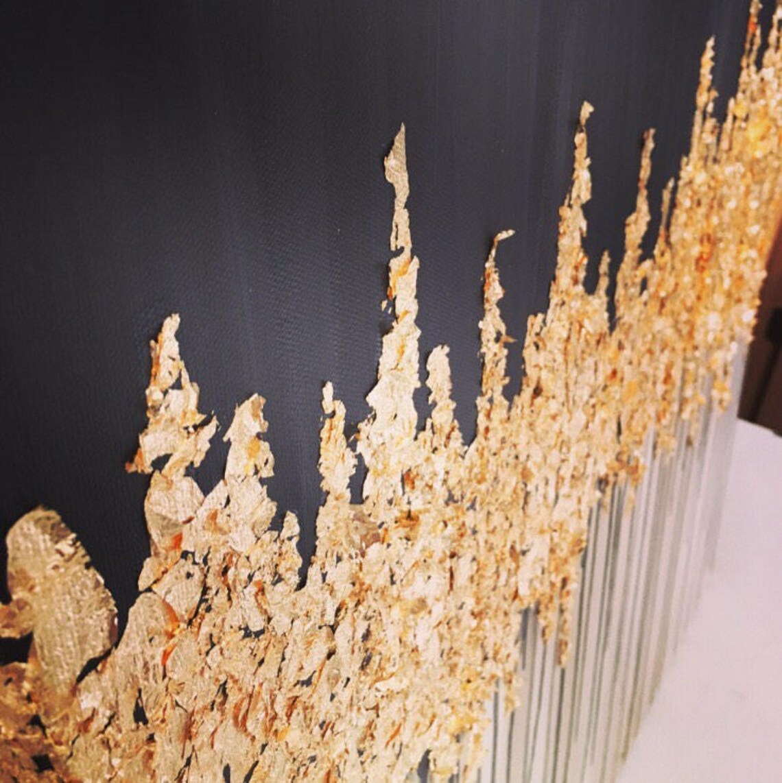 24x24 Gold leaf abstract acrylic painting Etsy