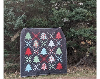 Christmas Crossing Quilt Pattern PDF - Pressed Seams Big Dreams, Christmas Quilt Pattern, Winter Quilt Pattern, Throw Size Quilt Pattern