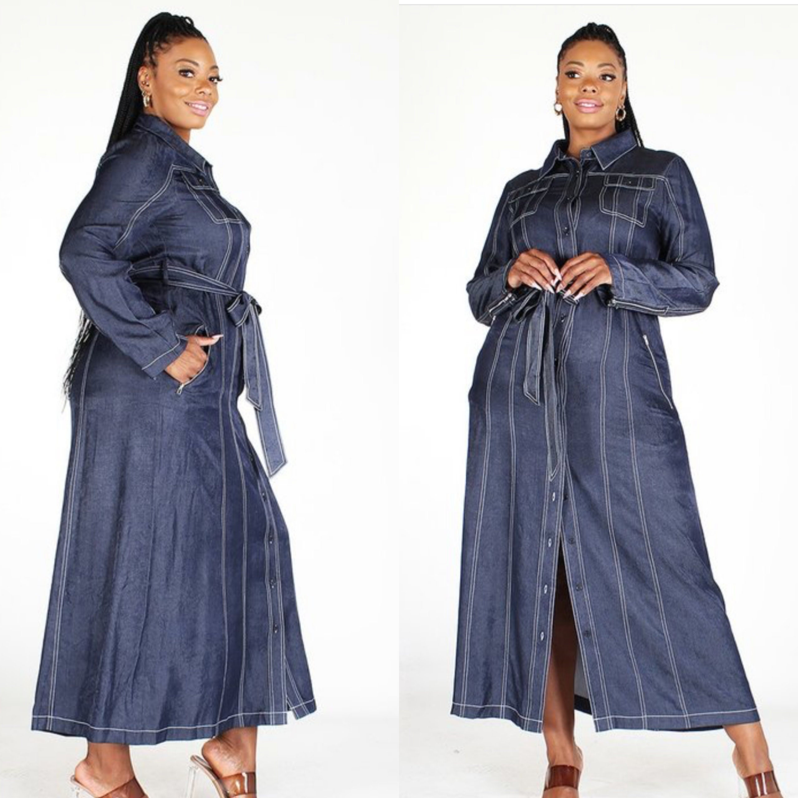 Dark Denim Maxi Dress Duster