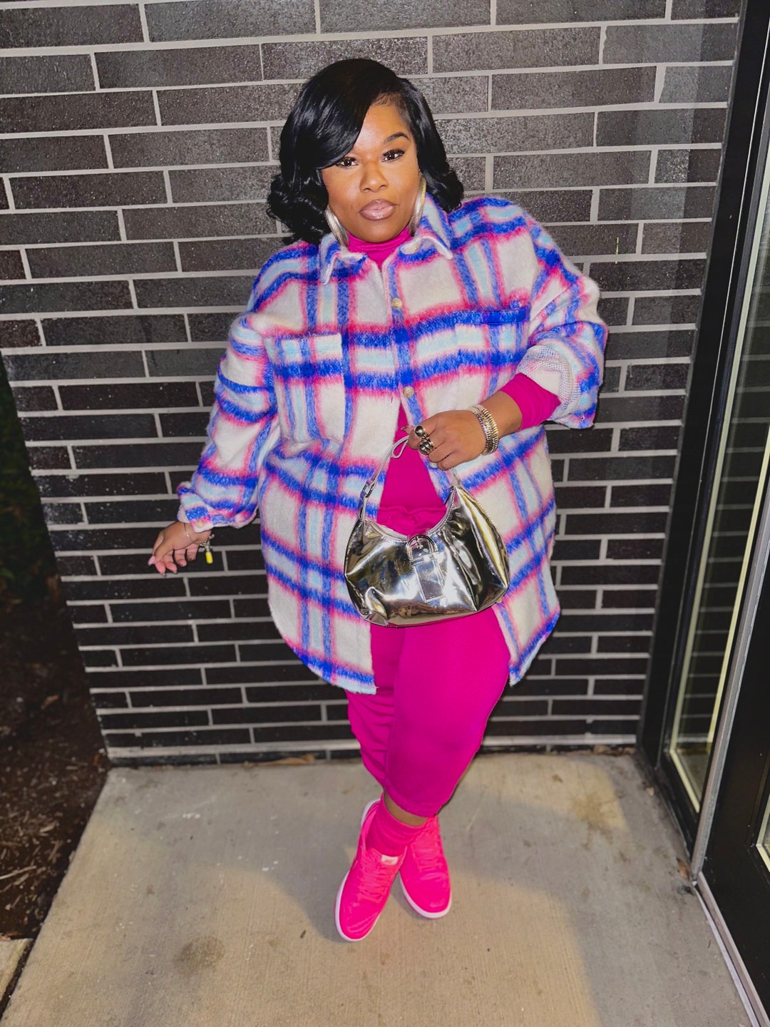 The Pink Block Cord Shacket-AS main image 1
