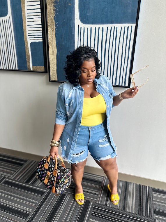 Distressed Denim Shacket