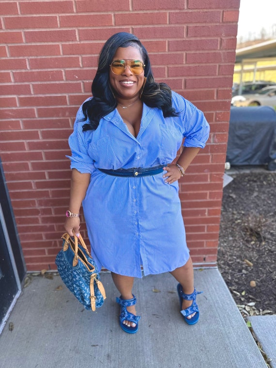 Blue Pinstriped Dress