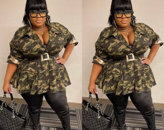 plus size army fatigue jacket