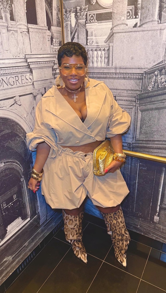 Oversized Cropped Blazer Bubble Shorts Set