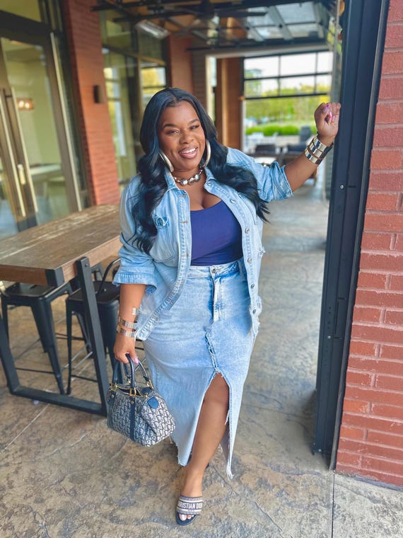 Acid Wash Denim Maxi Skirt