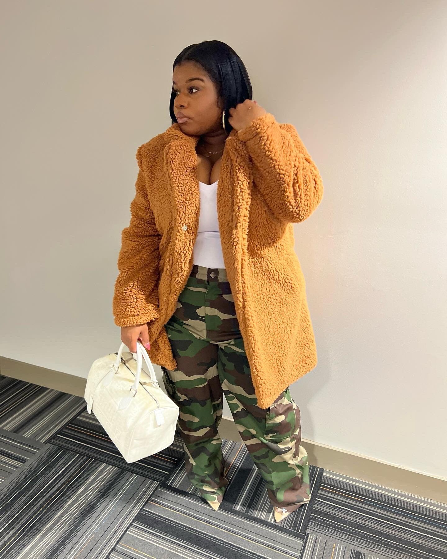 Mustard yellow top teddy bear coat