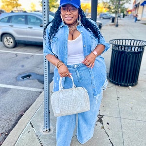 Distressed Denim Shacket - Etsy
