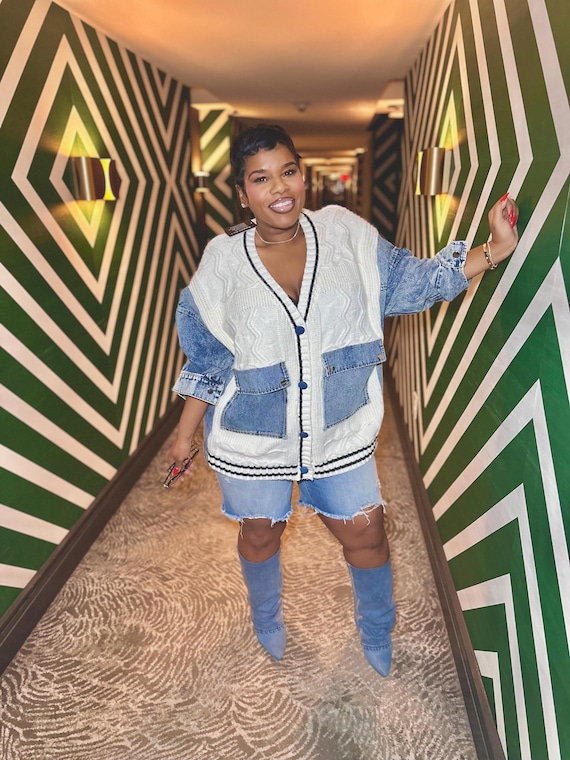 Denim Patchwork Cardigan