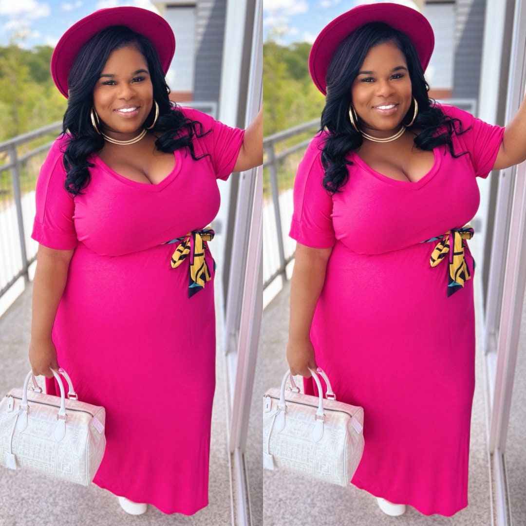 hot pink plus size dress