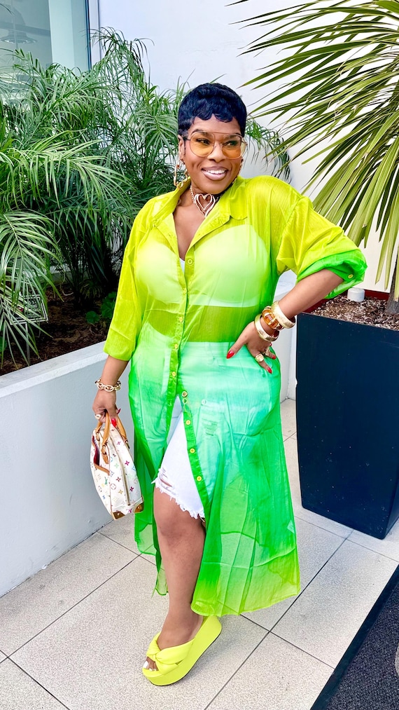 Green Tye Dye Sheer Top