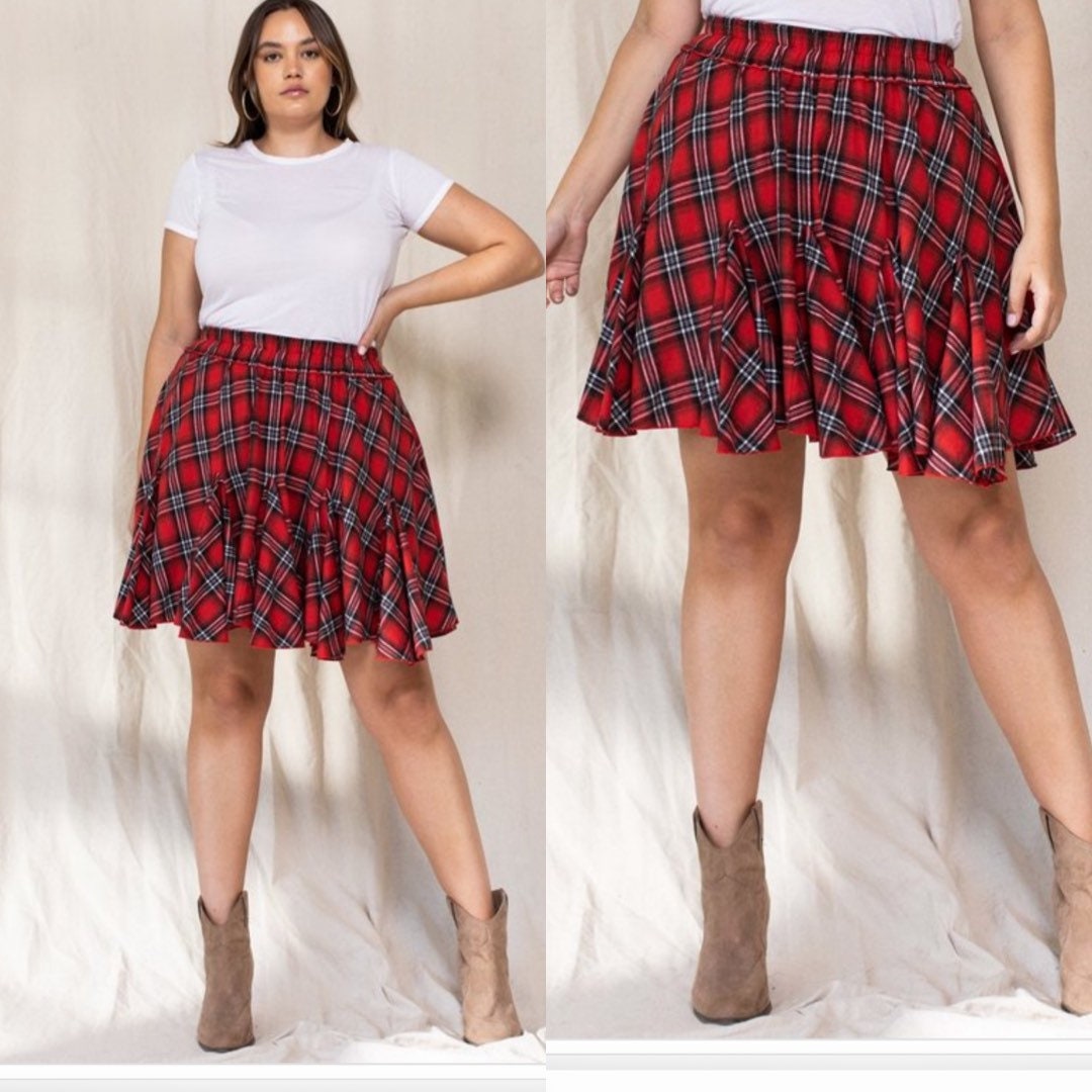Torrid plus size red tartan plaid skirt cheap