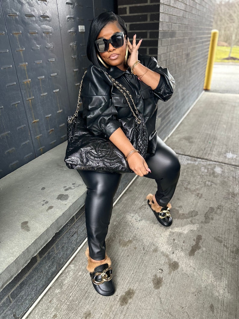 Vegan Leather Utility Shacket