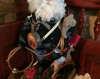 OOAK Handmade Western Christmas Cowboy Santa Claus, Artist Signed and Numbered #77