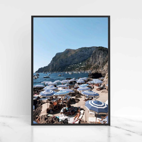 Capri Print, Italy Photography, Beach Wall Art, Amalfi Coast Print, La Fontelina Art, Summer Print, Digital Printable Art, Instant Download