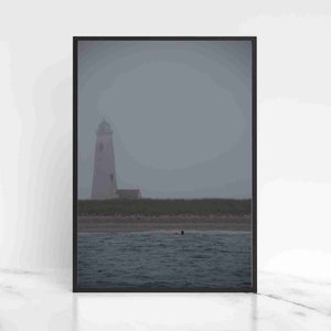 Nantucket Print, Lighthouse Photography, Foggy Wall Art, New England Coast Print, Great Point Lighthouse, Summer Print, Instant Download
