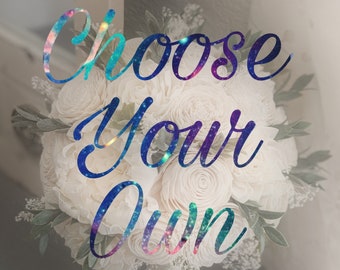 Custom Choose Your Own Colors Sola Wood Flower Bouquet with Baby's Breath and Greenery - Bridal Bridesmaid Toss