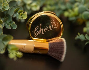 Personalized Hand-Engraved Compact Mirror | Bridesmaid Keepsake