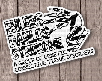 3 inch Ehlers Danlos Syndrome with Hand Zebra Sticker | JHS syndrome | Zebra |Sick |Chronic illness| Ehlers-Danlos Syndrome EDS |Awareness