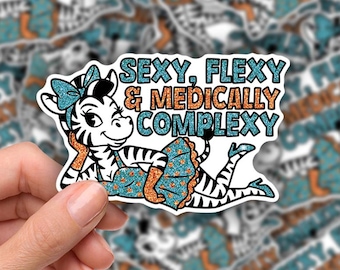 3-inch Sticker Sexy, Flexy, and Medically Complex Zebra lying down