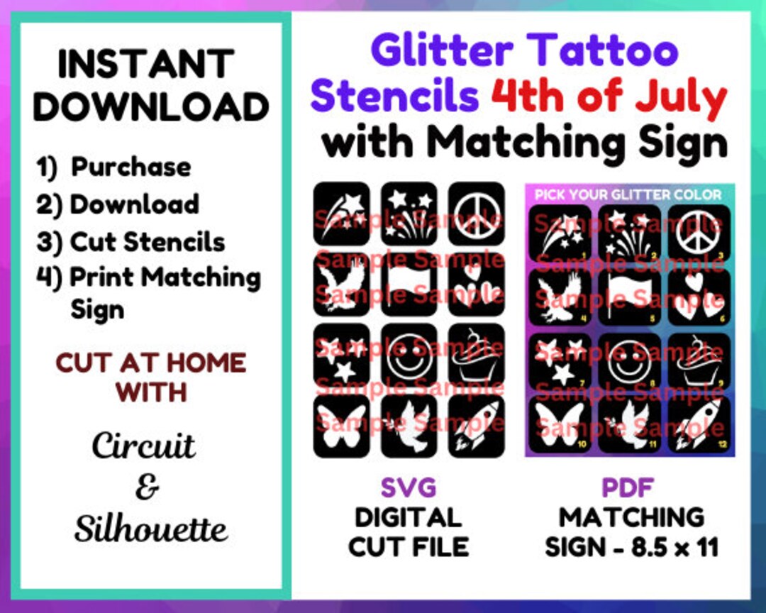4th-of-july-glitter-tattoo-stencils-svg-digital-instant-download-cut-file-etsy