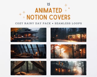 Animated Aesthetic Notion Covers, Aesthetic Notion Customization for your Notion Planner, Cozy Rain Seamless Loop Animated Notion Banners