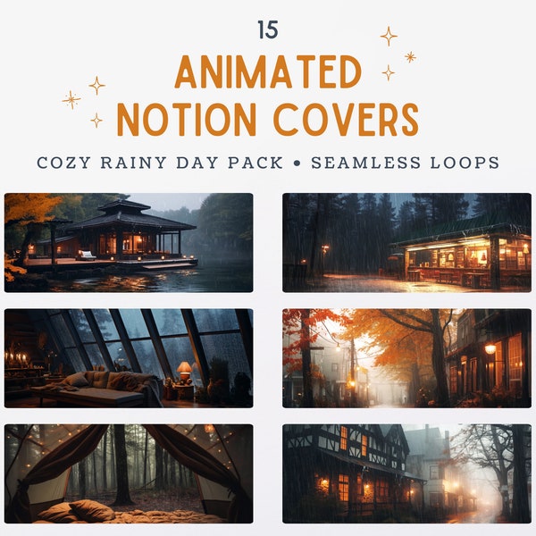 Animated Aesthetic Notion Covers, Aesthetic Notion Customization for your Notion Planner, Cozy Rain Seamless Loop Animated Notion Banners