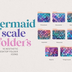 Mermaid Scale Folder Icons for Mac and Windows » Aesthetic folder icons » Custom folder icon » Aesthetic desktop icons