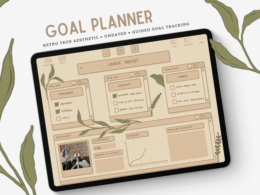 Digital Planner for Goal Setting | Vintage-style Digital Planner ...