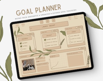 Digital Planner for Goal Setting | Vintage-style Digital Planner, Digital Productivity Planner, iPad goal planner, Undated Digital Planner