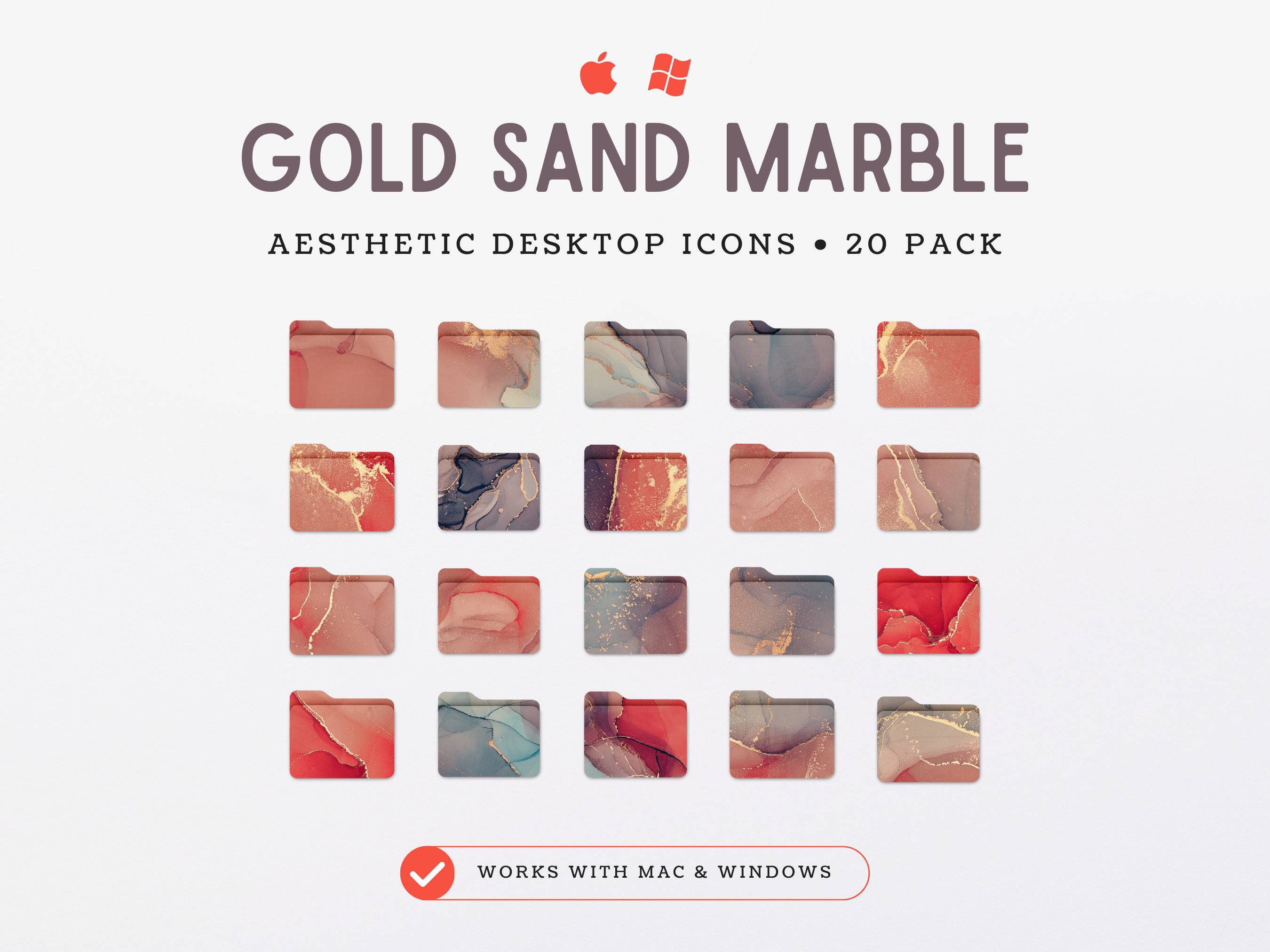 Aesthetic desktop folder icons » Desktop icons for Mac and Windows » Alcohol ink and gold folder icons
