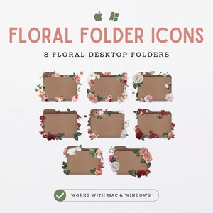 Desktop folder icons boho floral | Floral folder icons for mac  |  Aesthetic folder icons