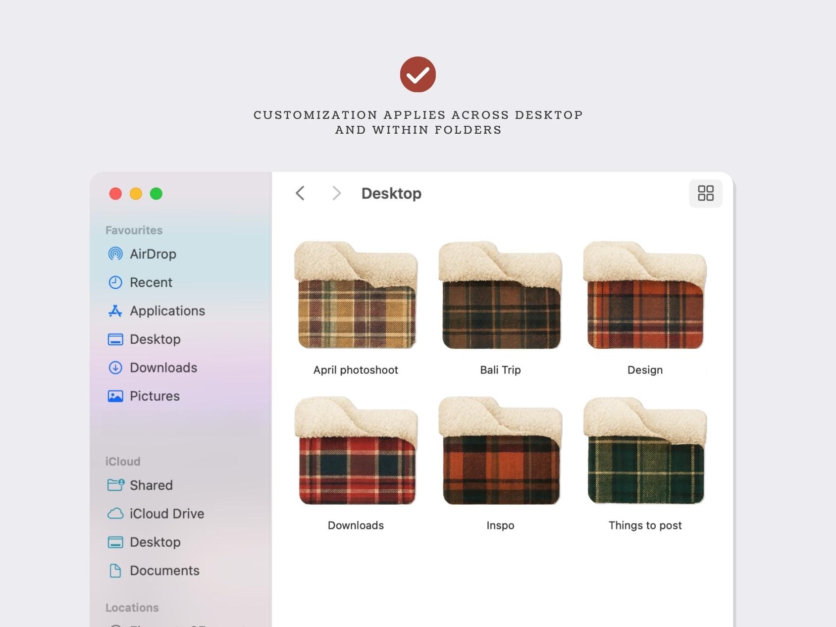 Cozy Folder Icons, Cabincore Plaid and Wool Desktop Folder Icons for ...
