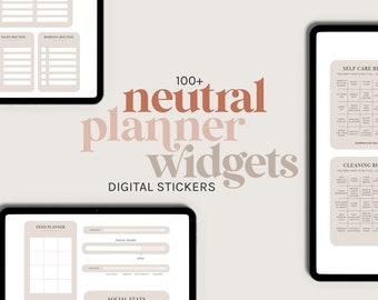 Planner widget digital planner stickers for Goodnotes and other digital planning apps | Neutral trackers and planners for digital planning