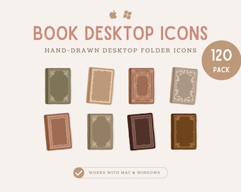 Realistic Book Icon Pack, Desktop Icons Book Lover, book lover icons, book desktop icons Mac and Windows, light academia icons, cozy icons