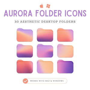 Desktop Icons, Desktop Folder Icons for Mac and Windows, Pretty Icons for Desktop, Cute & Aesthetic Desktop Icons for Students, Pack of 30