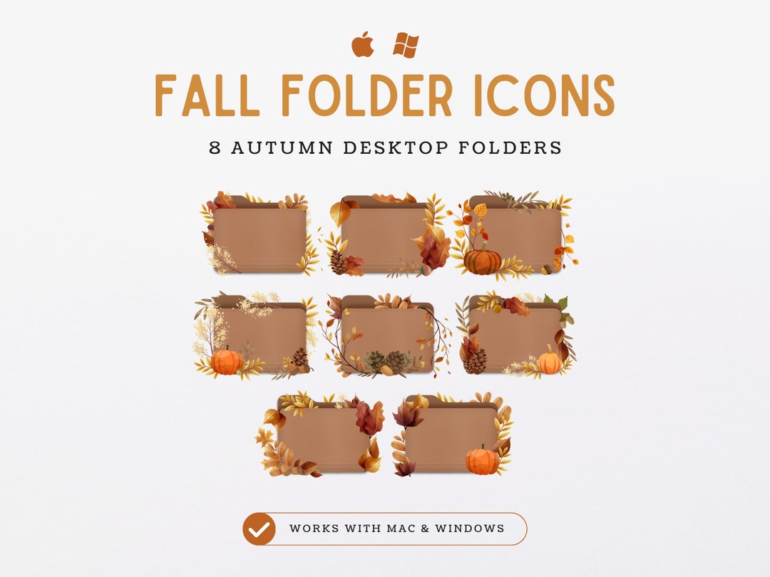 Fall Theme File Folder Autumn Icons for Mac and Windows » Fall Harvest Icons » Custom Folders ...