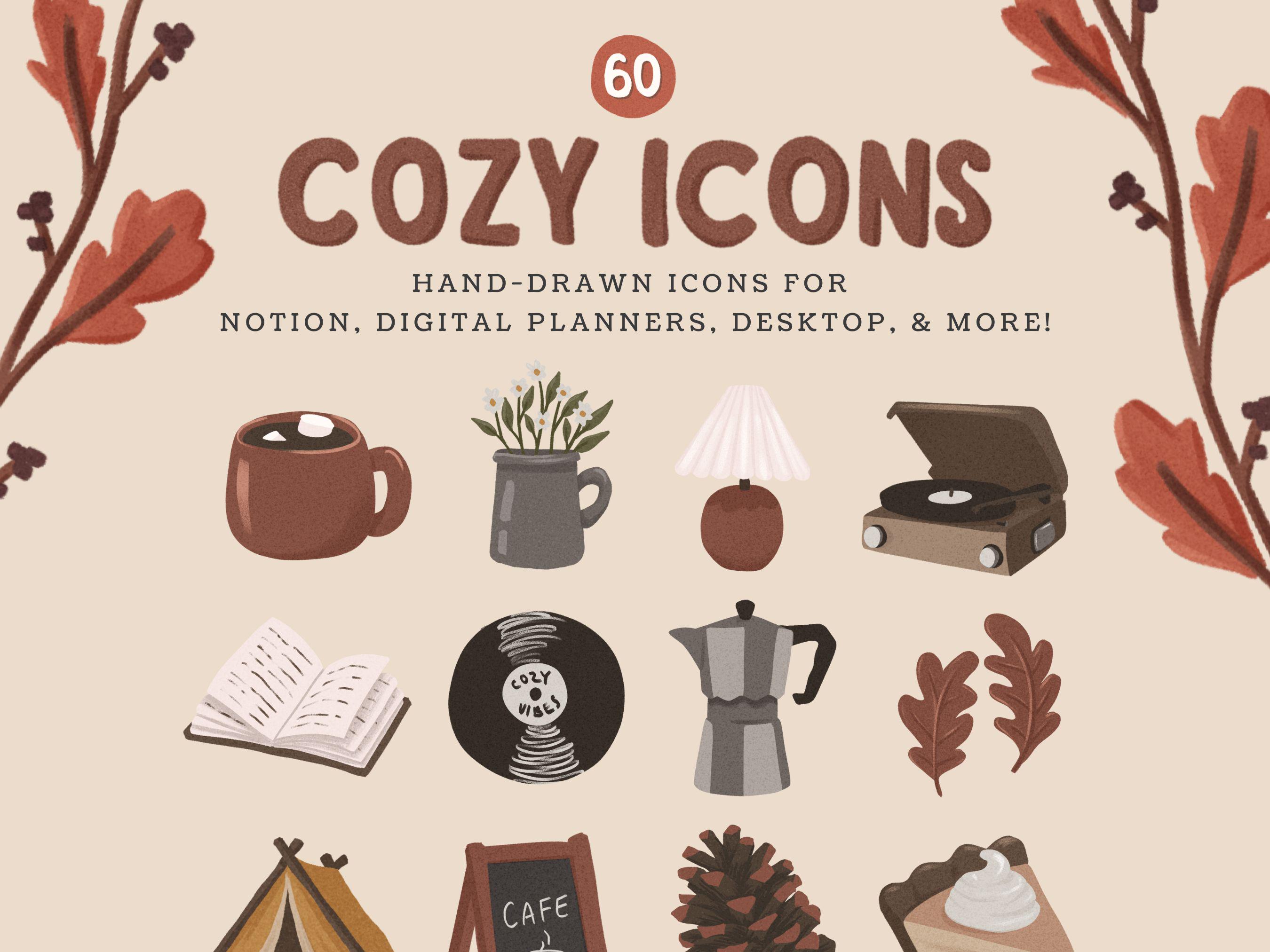 Cozy Icons | Cozy Notion Icons, Desktop Icons for Mac and Windows | Hand Drawn Icons for Creatives | Digital Planner Stickers