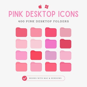 Over 400 Pink Desktop Icons Pink Folder Icons for Mac and Windows, Aesthetic matte solid colour pink icon pack