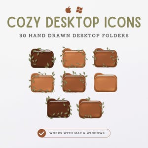 Desktop Icons, Cozy Hand Drawn Folder Icons, Desktop Folder Icons for Mac and Windows, Cute & Aesthetic Desktop Icons, Neutral Icons