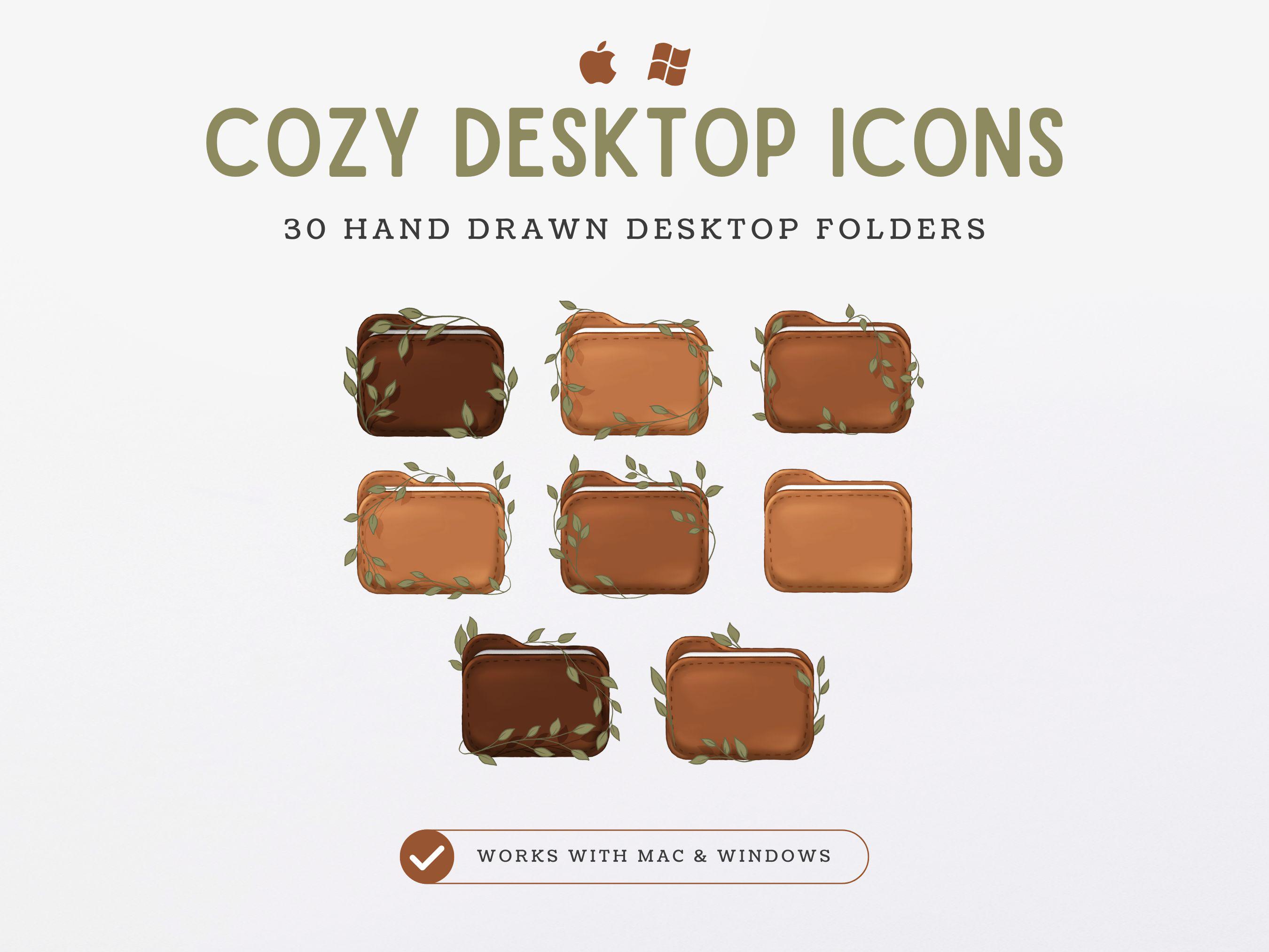 Desktop Icons, Cozy Hand Drawn Folder Icons, Desktop Folder Icons for ...