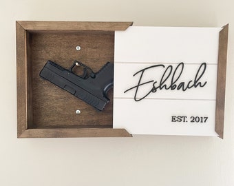 Hidden Storage Box - Hidden Gun Storage -  Rustic Gun Storage - 3D Last name Gift - Fathers Day Gift - Husband Gift - Anniversary Gift