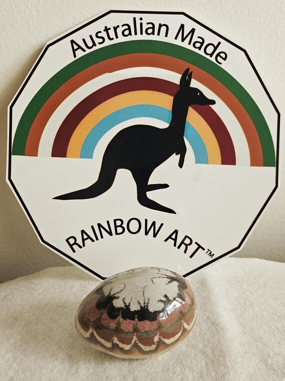 AUSTRALIAN HEN EGG  Coloured Sands Paperweight by Rainbow Art Australia