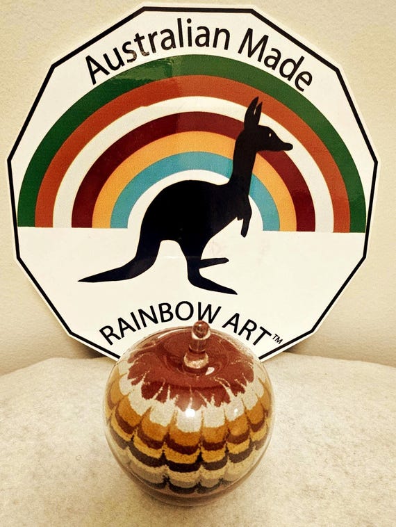 APPLE Rainbow Art paperweight Coloured Sands Australian Souvenir by Rainbow Art Australia