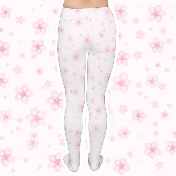 Fleur De Cerisier étoiles Collants Cute Yume Kawaii Himekaji Harajuku Fairy Kei Jfashion Sweet Lolita Hime Sakura Doux Rose Pastel