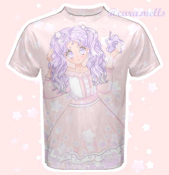 Kawaii Star Girl T Shirt Cute Pastel Pink Jfashion Fairy Kei Etsy
