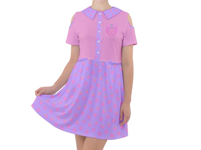 Kawaii Strawberry Dress Shoulder Cut Out Yume Bear Etsy