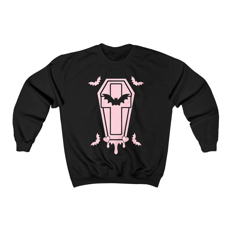 Coffin Bats Cross Sweatshirt Heart Creepy Cute Yume Kawaii Etsy
